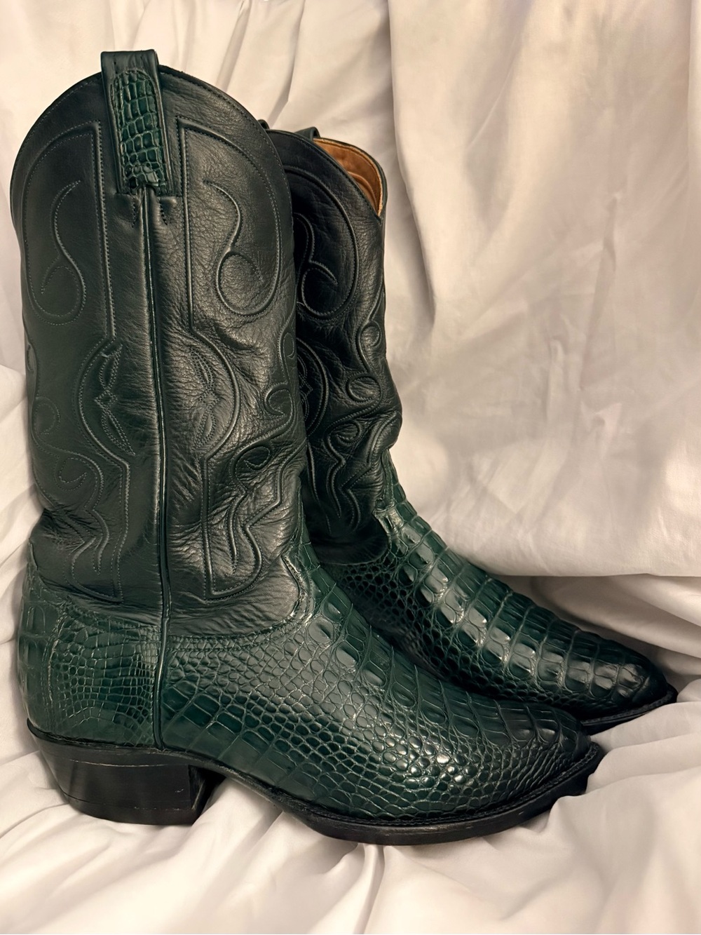 Tony Lama Dark Green Exotic Leather Western Boots